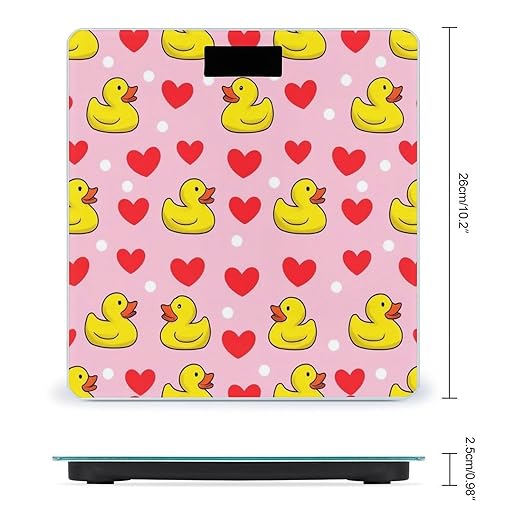 Energy Saving Scale Bathroom Weighing Scale Smart Scale for Body Weight Digital Pink Heart Polka Dots Yellow Rubber Ducks