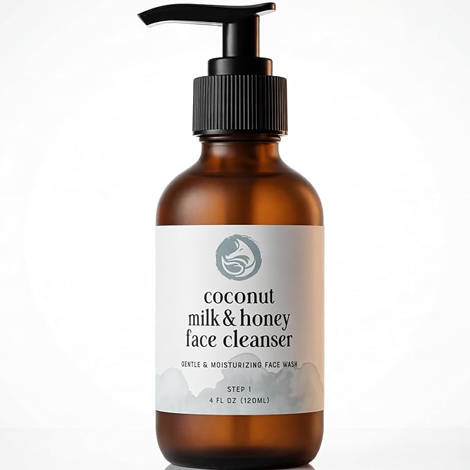 Coconut Milk &amp Honey Face Wash 4 fl oz – Gentle Hydrating Cleanser for Sensitive to Dry Skin | Fragrance-Free Non-Drying Formula with Aloe &amp Jojoba | Ideal for Redness Dryness &amp Daily Ma