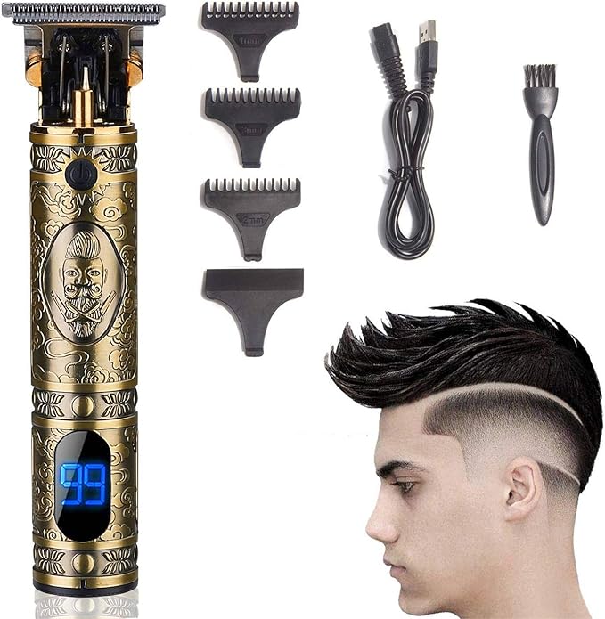Beard Trimmer Hair Clippers for Men Professional T-Blade Trimmer Cordless Rechargeable Hair Edgers Clippers Electric Beard Shaver with LED Display