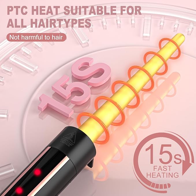 5 in 1 Curling Wand Set Curling Iron with Curling BrushHair Straightener &amp 3 Interchangeable Ceramic Curling Wand(0.35-1) Fast Heat Hair Wand Curler Include Glove &amp 2 Clips for Women Gir