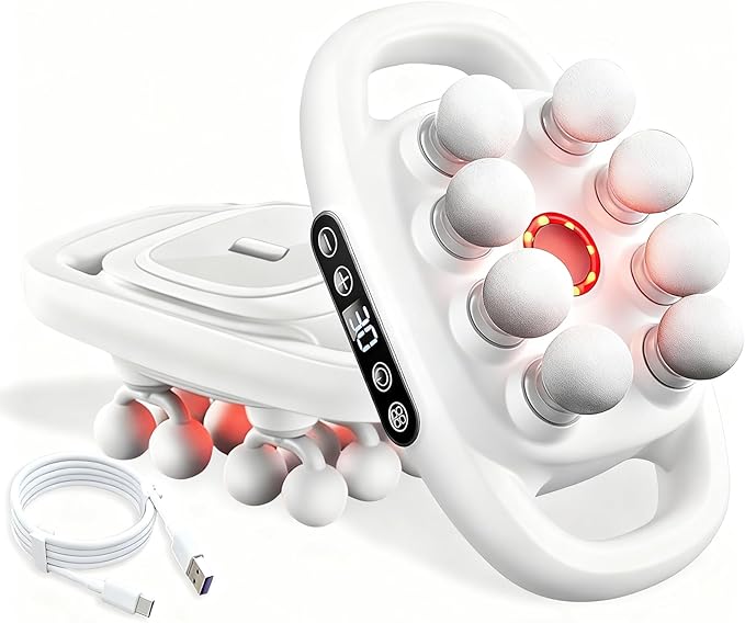 16-Head Massage Gun Deep Tissue Back Massager with 9 Adjustable Intensities &amp 6 Modes Electric Percussion Massager for Back Pain Full Body Muscle Pain ReliefWhite8 Heads