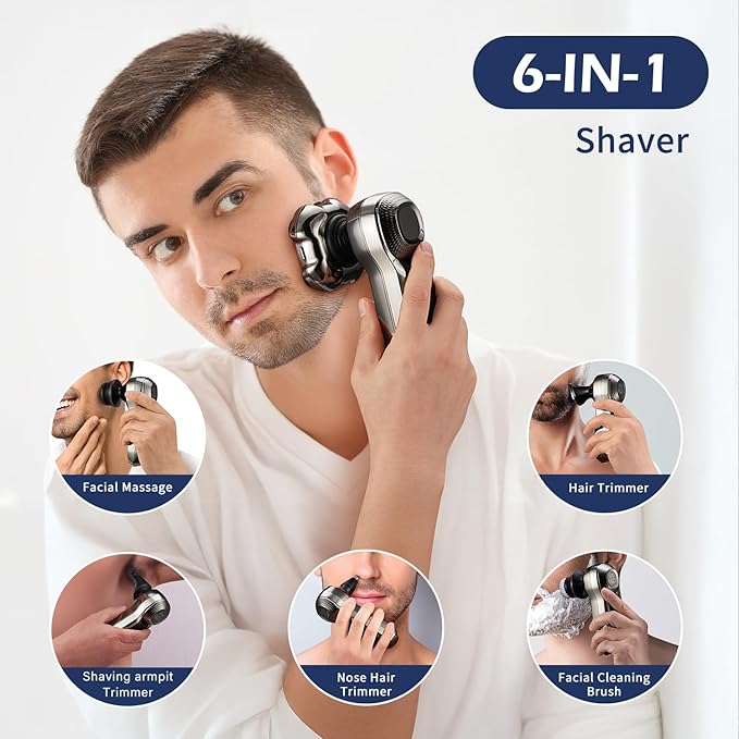 Head Shavers for Bald MenElectric Razor for MenIPX7 Waterproof Wet/Dry Bald Head Shaver Flex Blades for a Close ShaveLED Display Electric Rechargeable Head Shaving Mens Kit with Type-C Charge