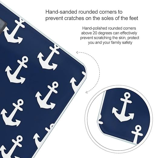 Men's Smart Scale for Body Weight Digital Bathroom Weighing Scale Automatic Switch Energy Saving Scale Navy Nautical Anchor