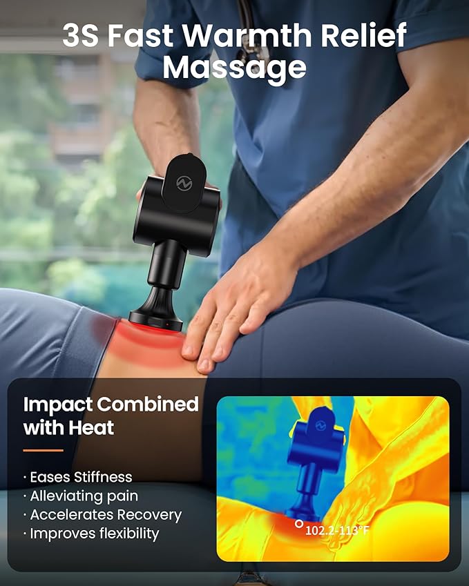NAPRE Massage Gun with Heat and Massage Gun with Extension Handle and 3 Adjustable Angles