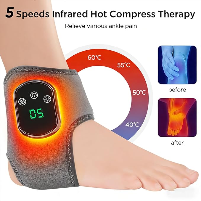 Try Massager Pro Foot Massage Triple-Technology Massager with Heat for Relax &amp Renew Foot &amp Ankle 3 Modes &amp 5 Heat Levels Cordless Ankle Massagers 2-in-1 Warming Wrap for Home or Travel