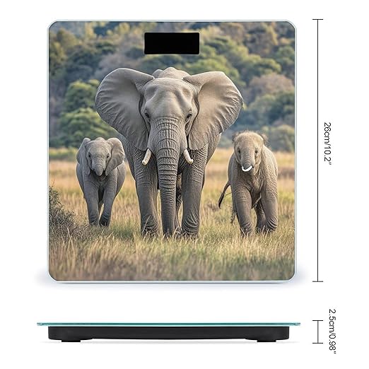 Wild Animals Elephants Scale for Body Weight Highly Accurate Digital Bathroom Body Scale Digital Bathroom Scales for People Anti-Slip Large LCD Display Smart Scales