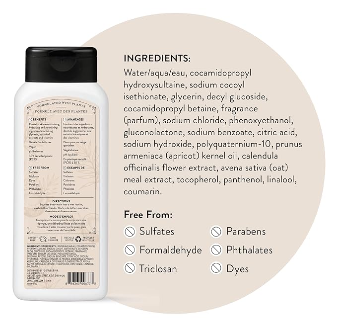 J.R. Watkins Body Wash Coconut 18 fl oz 2 Pack