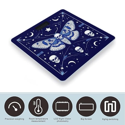 Women's Digital Bathroom Weighing Scale Automatic Switch Energy Saving Scale Smart Scale for Body Weight Goth Moth Dead Skull Moon