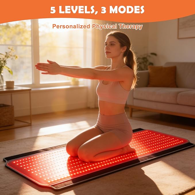 Full Body Red Light Therapy Mat 59.1*25.6 Whole Red Light Therapy Pad for Body with 660nm &amp 850nm 600 LEDs redlight Blanket with Adjustable Timer &amp Intensity Gifts for Women Men and Pet