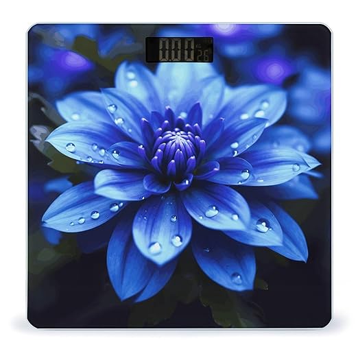 Blue Flower Smart Scale for Body Weight Accurate Bathroom Scale with LED Display Digital Weight Scales Weighing Machine High Precision Scales for Bath Home