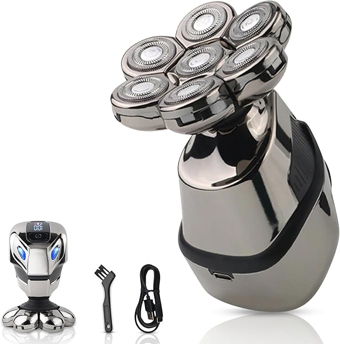 7D Head Shavers for Bald Men - Electric Detachable Bald Shavers - IPX7 Waterproof Wet Dry Razor for Blader - Rechargeable Type C Charger with Cleaning Brush