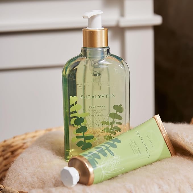 Thymes Moisturizing Body Wash with Pump - Body Soap - Bath Products - Skin Care - Liquid Soap with Notes of Eucalyptus Oil Petitgrain Bergamot Lemongrass &amp Fir (Eucalyptus 9.25 fl oz)
