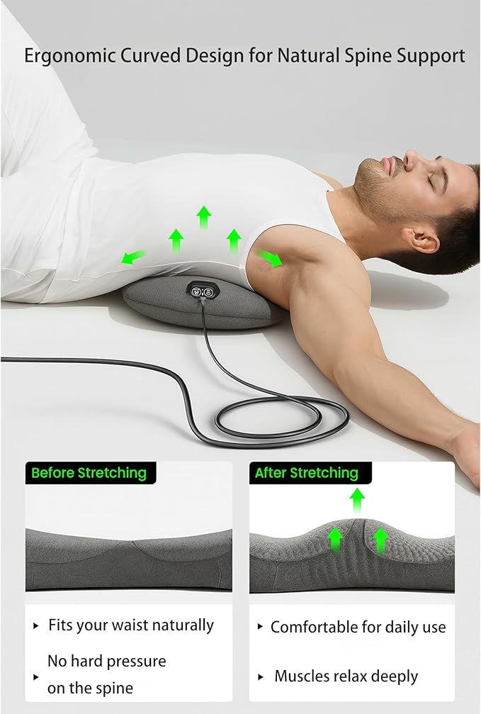 3-in-1 Upgraded Electric Lumbar Support Pillow Adjustable Heated Back Massager for Deep Tissue Massage to Relieve Pain