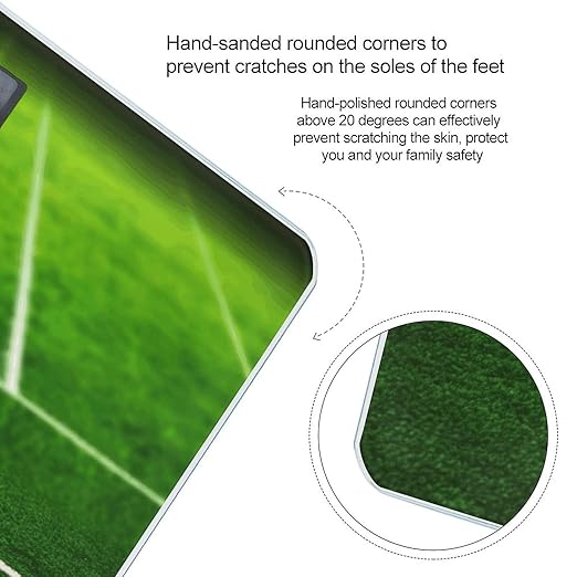 Green Grass Field Soccer Playground The Ball Scale for Body Weight High Precision Digital Weight Scales with LCD Display Anti-Slip Sturdy Slim Tempered Glass Bathroom Scale for Home Use
