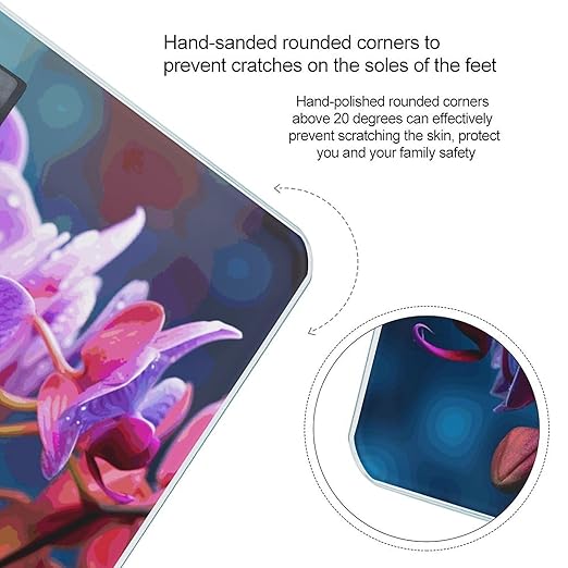 Colorful Orchids Flower Scale for Body Weight Safe Rounded Corners Tempered Glass Digital Bathroom Scale LED Display 400lb Capacity Weight Scales with High Precision Sensors