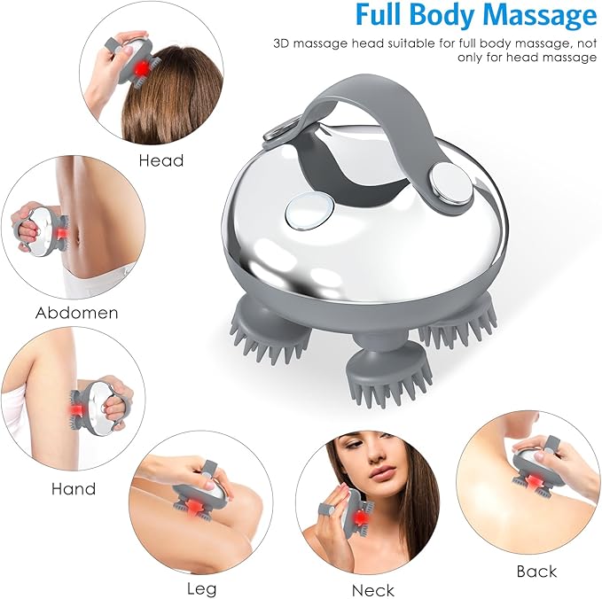 AMIR Upgraded Electric Scalp Massager Portable Head Massager 100 Massage Nodes Rechargeable Hair Massager Head Scratcher Head Massager Scalp for Stress Relax Deep Clean