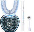 Automatic ToothbrushSonic Glow Toothbrush Teeth Whitening KitSonic BrushEquipped with Two Replacement Brush Heads (Black-Blue)