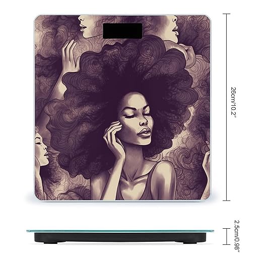 African Hair Black Women Scale for Body Weight Highly Accurate Digital Bathroom Scale Sturdy Tempered Glass Weighing Scales with LCD Display Fashion Body Fat Smart Scales 400lb