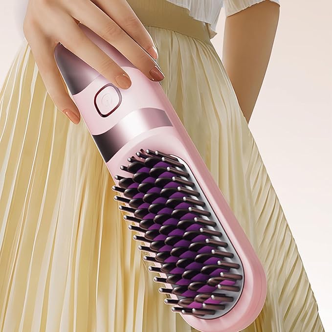 Safe Efficient Hair Straightener Brush ABS Ergonomic Design Portable for Men Women All Styles Portable Hair Straightener