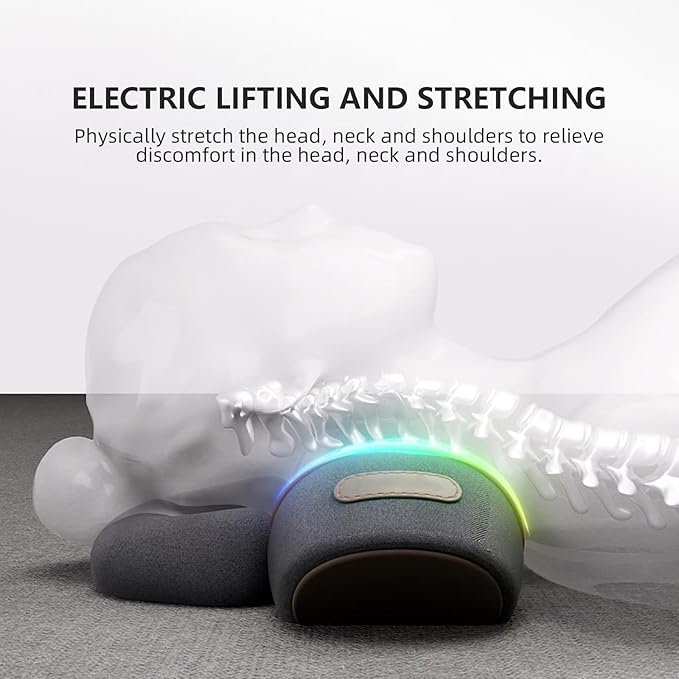 Pillow Traction Massager 2026 New for Neck Hump - 3-In-1 Cervical Neck Pillow with Heat Therapy Memory Foam for Shoulder Neck Pain Relief Ergonomic Massager Gray(Plug-In Only Not Battery-Powered）