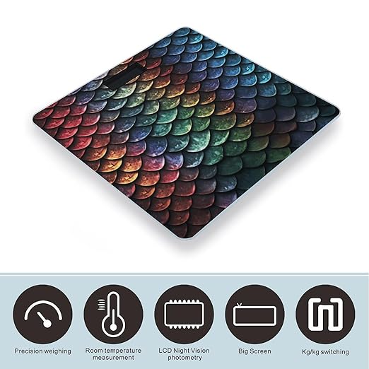 Dragon Scale Scale for Body Weight Anti-Slip Tempered Glass Digital Bathroom Scales Clear LCD Display Weighing Scale Safe Rounded Corners Smart Scales
