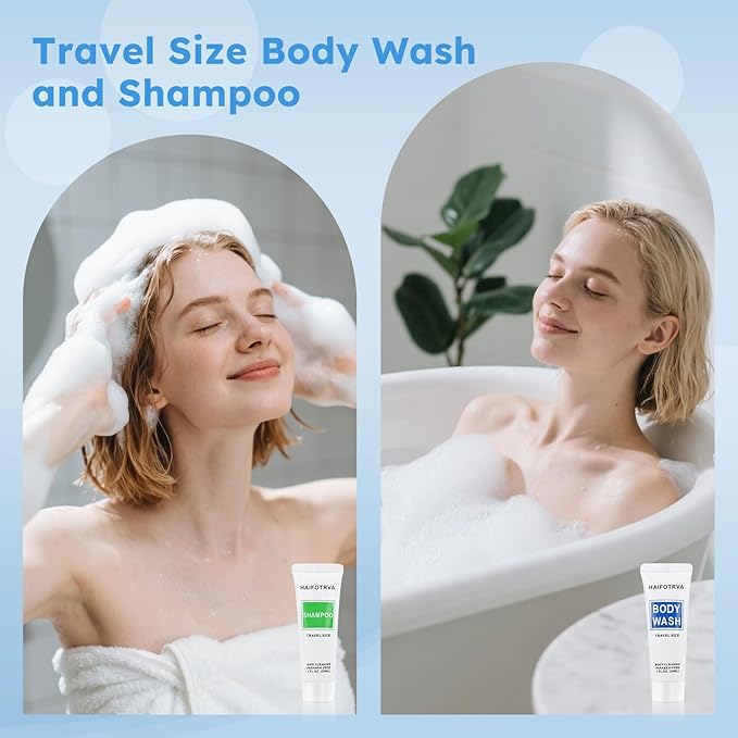 Travel Size Shampoo and Body Wash Bulk Pack of 100Individually Wrapped 30ml/1 fl oz Small Size Hotel Supplies Portable Toiletries Amenities Bulk for GuestsTravelHomelessCharity