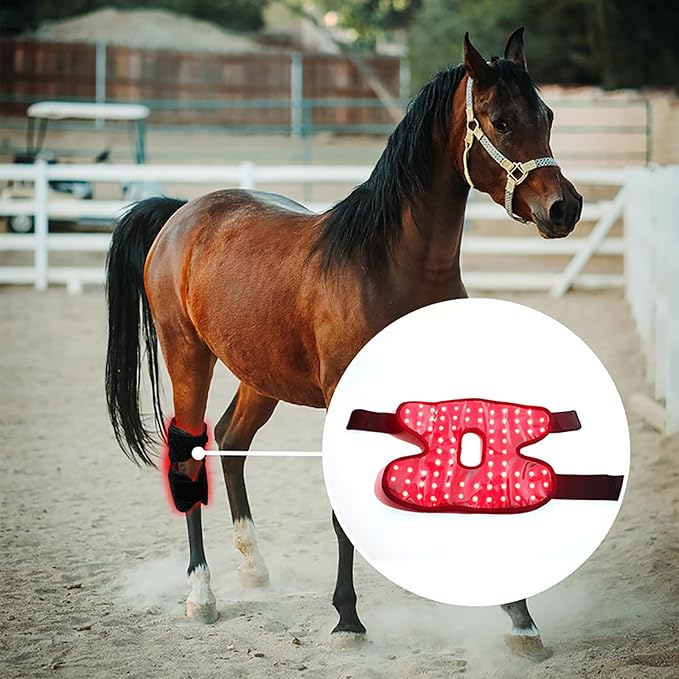 Red Light Therapy for Horses Hind Knee 660nm 850nm Infra-Red Wrap 15mins Auto Timer for Equine Pain Relief Muscle Recovery Right