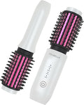 Youbella Cordless Hair Curling Iron Brush Mini Travel Hot Straightener Comb 3-in-1 Portable Wave Curling Wand 1.5″ Ionic Heated Brush USB Rechargeable Hair Curler White – No Automatic Rotation