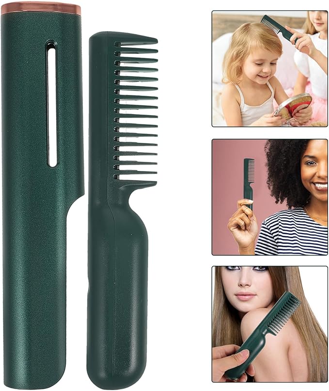 PRETYZOOM Portable Electric Heating Hair Straightener Comb USB Powered Ceramic Straightening Tool for Thick Curly and Thin Hair Efficient Smooth Styling with Shine Travel-Friendly Hairbrush