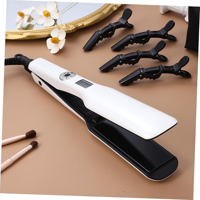 Baluue Ceramic Hair Straightener and Curler Flat Iron for Women US Plug Even Heating PTC Plates Temperature Suitable for All Hair Types Durable Lifespan Sleek White Design