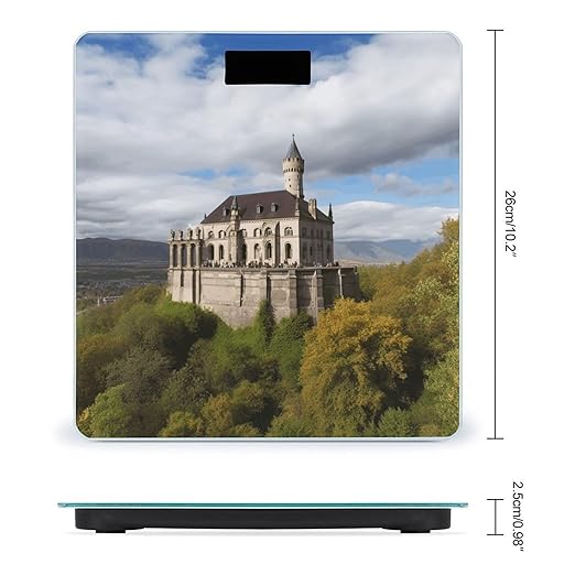 Historical Monuments of Armenia Bathroom Scale Large LCD Backlight Display Digital Scale Rounded Corners Body Scales Automatic Power On/Off Bathroom Scales for Home Bedrooms
