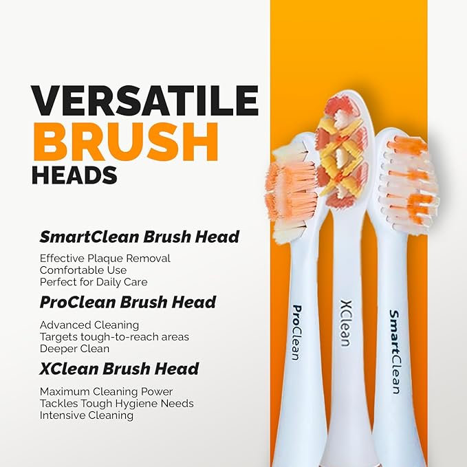 Brio Ollie SmartClean Electric Toothbrush for AdultsTravel Sonic Toothbrush with 3 Replacement Heads Ultra Clean Rechargeable Toothbrush Portable One Charge for 6weeks 5 Modes 2mins Timer - White