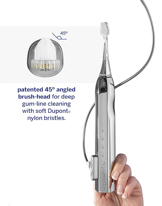 Supersmile Zina45™ Sonic Pulse Toothbrush – Angled Brush with polishing Head for Advanced Cleaning – for Visibly Whiter Teeth and Healthier Gums