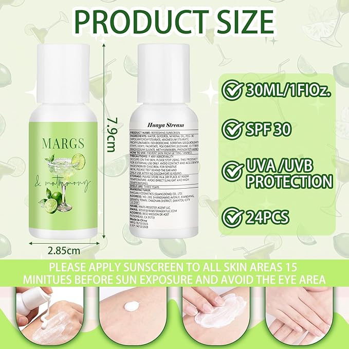 Demissle 20 Pcs Margs Matrimony Bachelorette Party Favors Summer Mini Sunscreen Travel Size Bulk 1 oz Spf 30 Margs and Matrimony Sunscreen Lotion for Mexican Bridal Shower Wedding Beach Party Favor