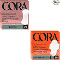 Cora Organic Feminine Care | 72 Ultra Thin No Wings Liners and 36 Overnight Period Pads | Ultra-Absorbent Unscented Natural Non-Toxic | Bundle Pack