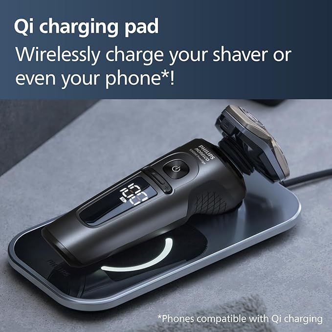 Philips Norelco S9000 Prestige Electric Shaver with Qi-Charger Precision Trimmer and Premium Case SP9872/86
