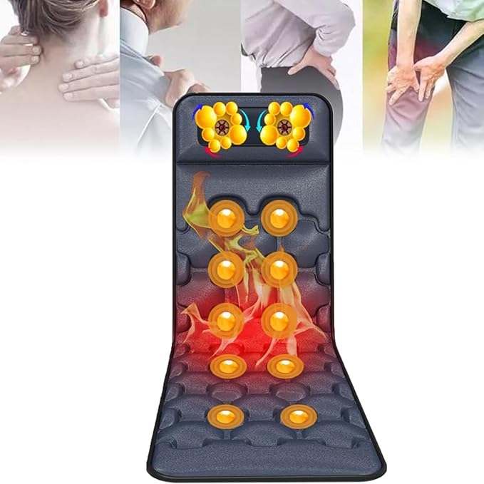 Massage Mat Full Body Massager Cushion Foldable 9 Vibrating Modes with 20 Neck Shiatsu Kneading Massage Heads Electric Massage Mattress Pad for Relieving Back Lumbar Leg 170x60cm