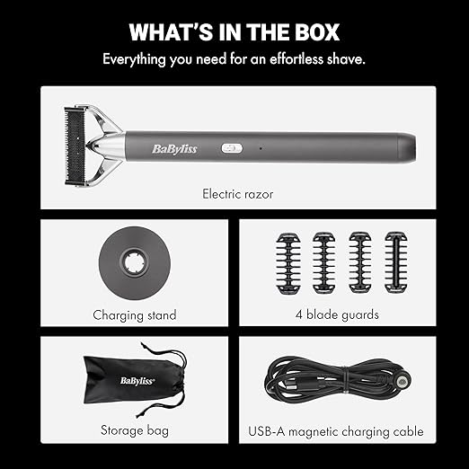 BaByliss MTL Series Electric Razor Including 4 Comb attachments Storage Bag Charging Stand and Cable
