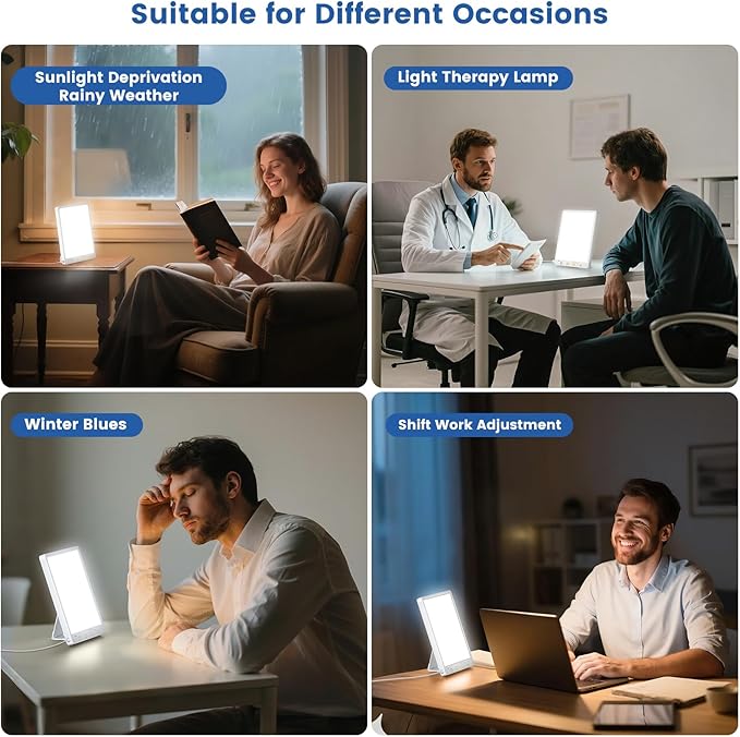 10000 Lux Light Therapy Lamp - 3 Color Modes Slim Portable Design Memory Function &amp Touch Control Sunlight Lamp for Home Office Wall Mountable Therapy Light.