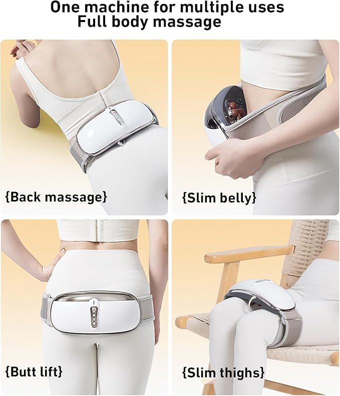 Electric Abdominal Massage Slimming Belt 4 Massage Intensities 100mm Diameter Enlarged Massage Plate for Back Massage Lifting Buttocks Slimming Belly and Thighs
