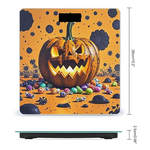 Halloween Pumpkin Monster Scale for Body Weight Highly Accurate Digital Bathroom Body Scale Digital Bathroom Scales for People Anti-Slip Large LCD Display Smart Scales