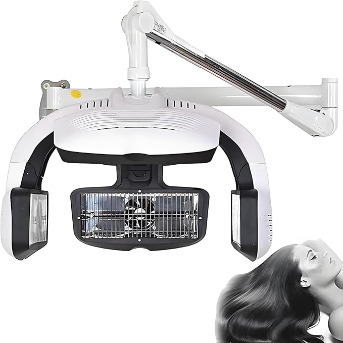 Orbiting Infrared Hair Dryer Professional Hair Perm Color Accelerator Processor Salon Spa Rolling Hair Steamer Conditioner Temperature &amp Height Adjustable Wall-Mounted