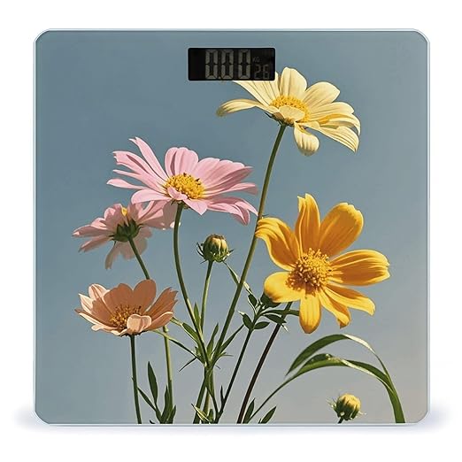 Beautiful Flowers Smart Scale for Body Weight Accurate Bathroom Scale with LED Display Digital Weight Scales Weighing Machine High Precision Scales for Bath Home