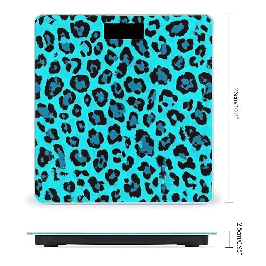 Digital Bathroom Weighing Scale Energy Saving Scale Smart Scale for Body Weight Cheetah Blue and Black Leopard Print