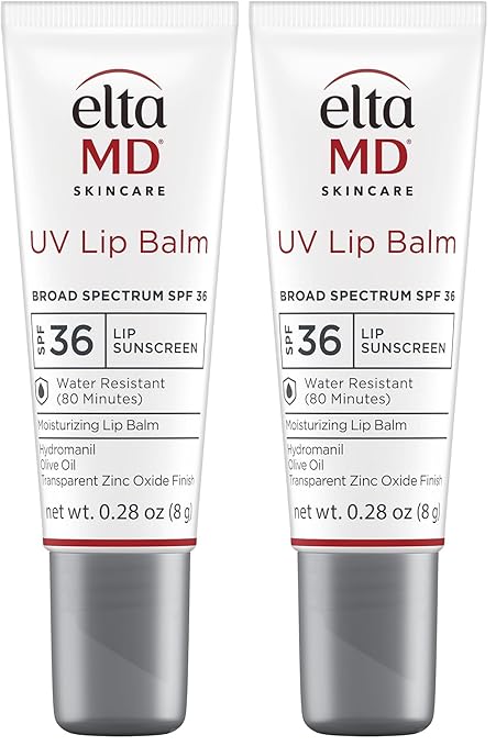 EltaMD UV Lip Balm SPF SunscreenSunscreen Lip Balm with SPF 30+Protects Dry Cracked LipsTransparent Zinc Oxide0.28 Tube(Pack of 2)