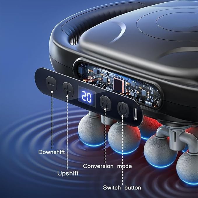 16-Head Massage Gun Set Deep Tissue Percussion Muscle Massager with 20 Speeds &amp 9 Modes Quiet Massage Gun for Back Neck Shoulders Legs Foot Full Body Pain Relief &amp Relaxation