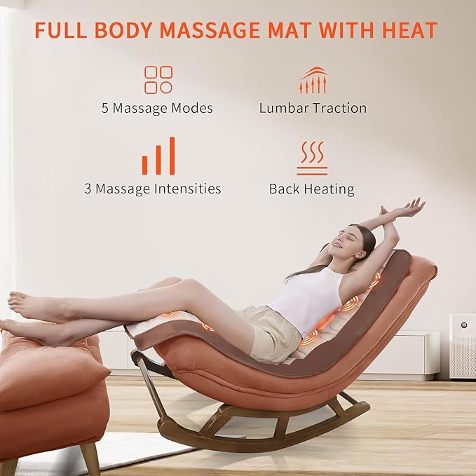 Full Body Massage Mat with Heat Back Massager for Pain Relief Deep Tissue Back Massage Pad with Lumbar Support Traction Device 10 Vibration Motors &amp 5 Massage Modes 2 Heating Pads for Back