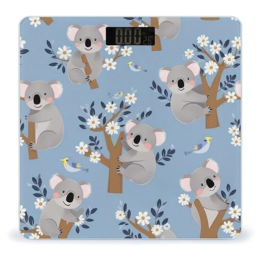 Women's Digital Bathroom Weighing Scale Automatic Switch Energy Saving Scale Smart Scale for Body Weight Cute Cartoon Koala Floral
