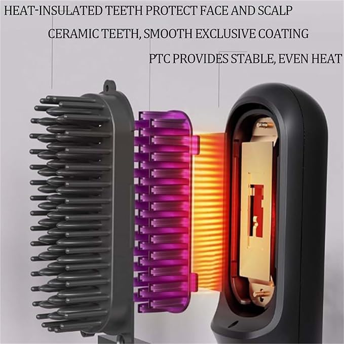 Bellabrush Pro Bellabrush Pro Hair Brush Portable Cordless Hair Straightener with Heated Hair CombIonic Straightener for All Hair Types(Black)
