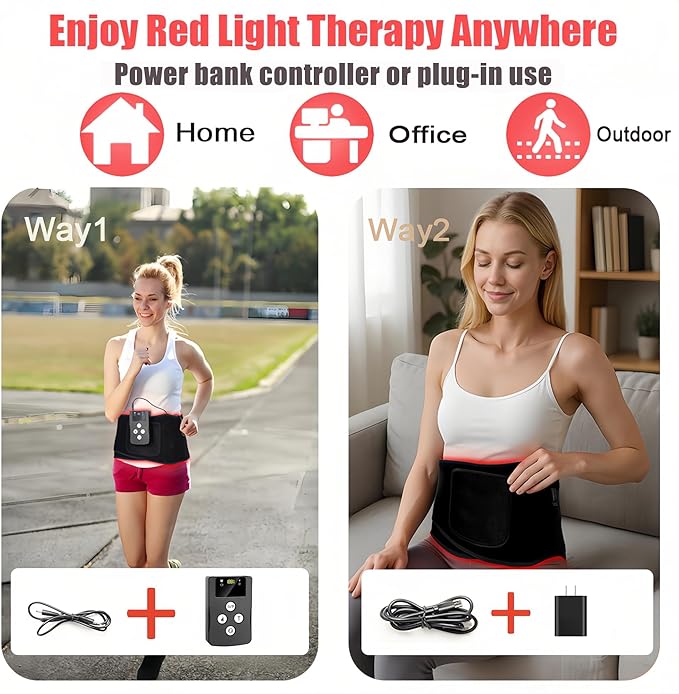 Red Light Therapy Belt &amp Cordless Back Massager Belt with Heat Near Infrared Wrap for Body with Vibration for Back Pain Relief Red Light Belt Device 315 LED &amp 10000mAh Controller at Home &a